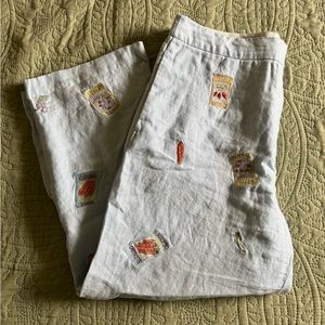 Unique 100% Linen Embroidered Pants